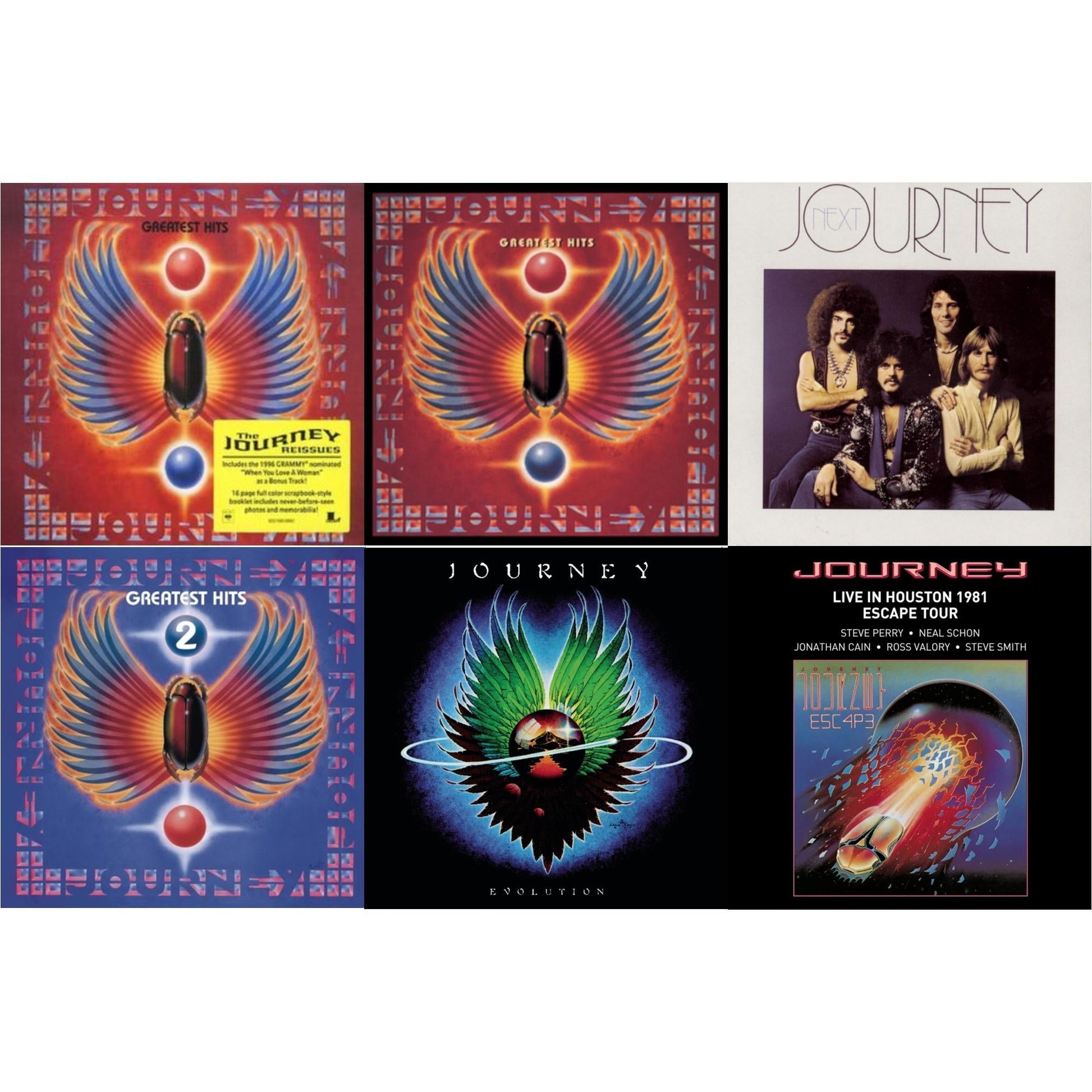 Journey - Greatest Hits & Greatest Hits & Next & Journey's Greatest Hits Vol.2 & Evolution & Live In Houston 1981: The Escape Tour - CD Bundle
