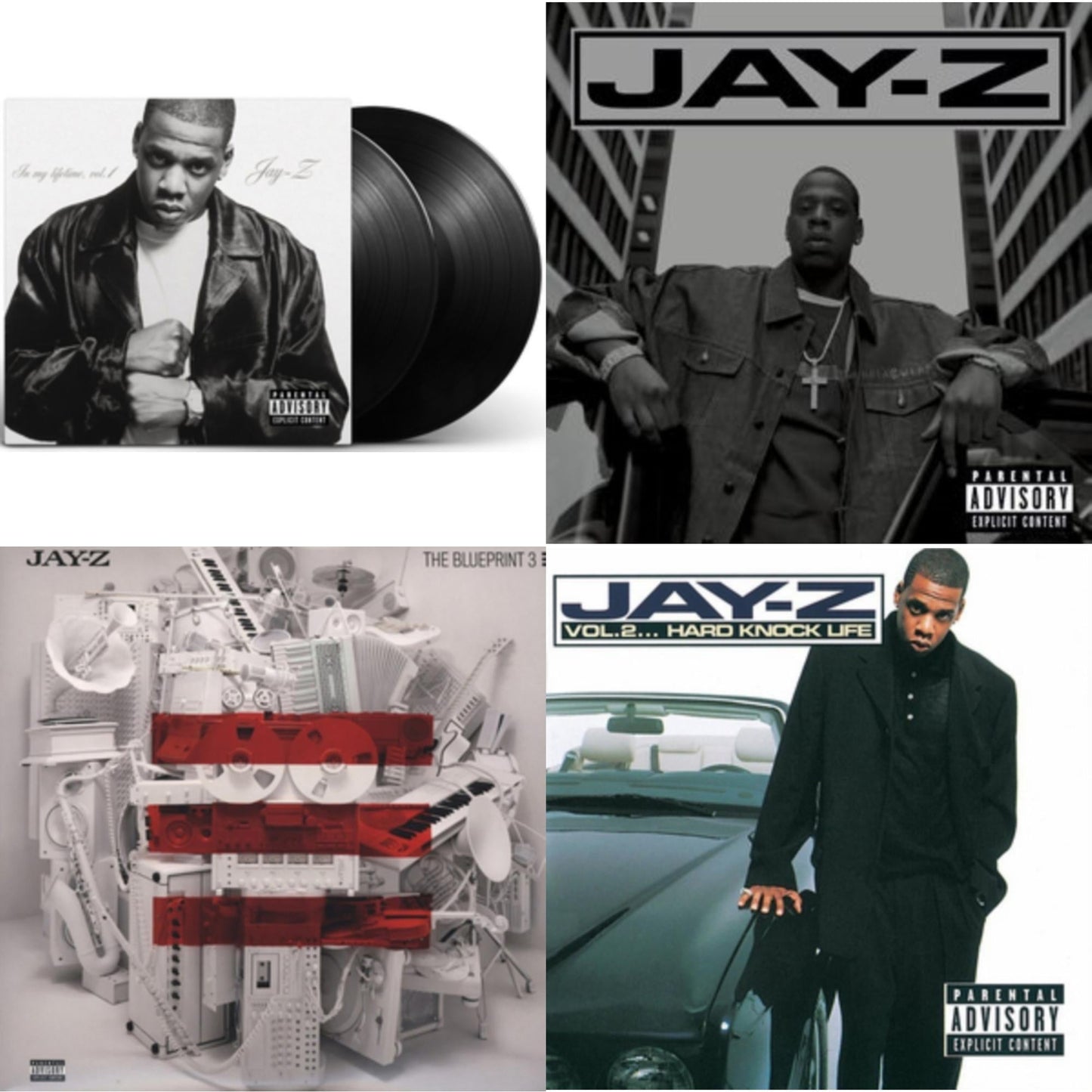 Jay-Z - In My Lifetime (Ex) & Life & Times O (X) & Blueprint 3 (Exp) & Vol. 2 Hard Knock Life (X) - LP Vinyl Bundle