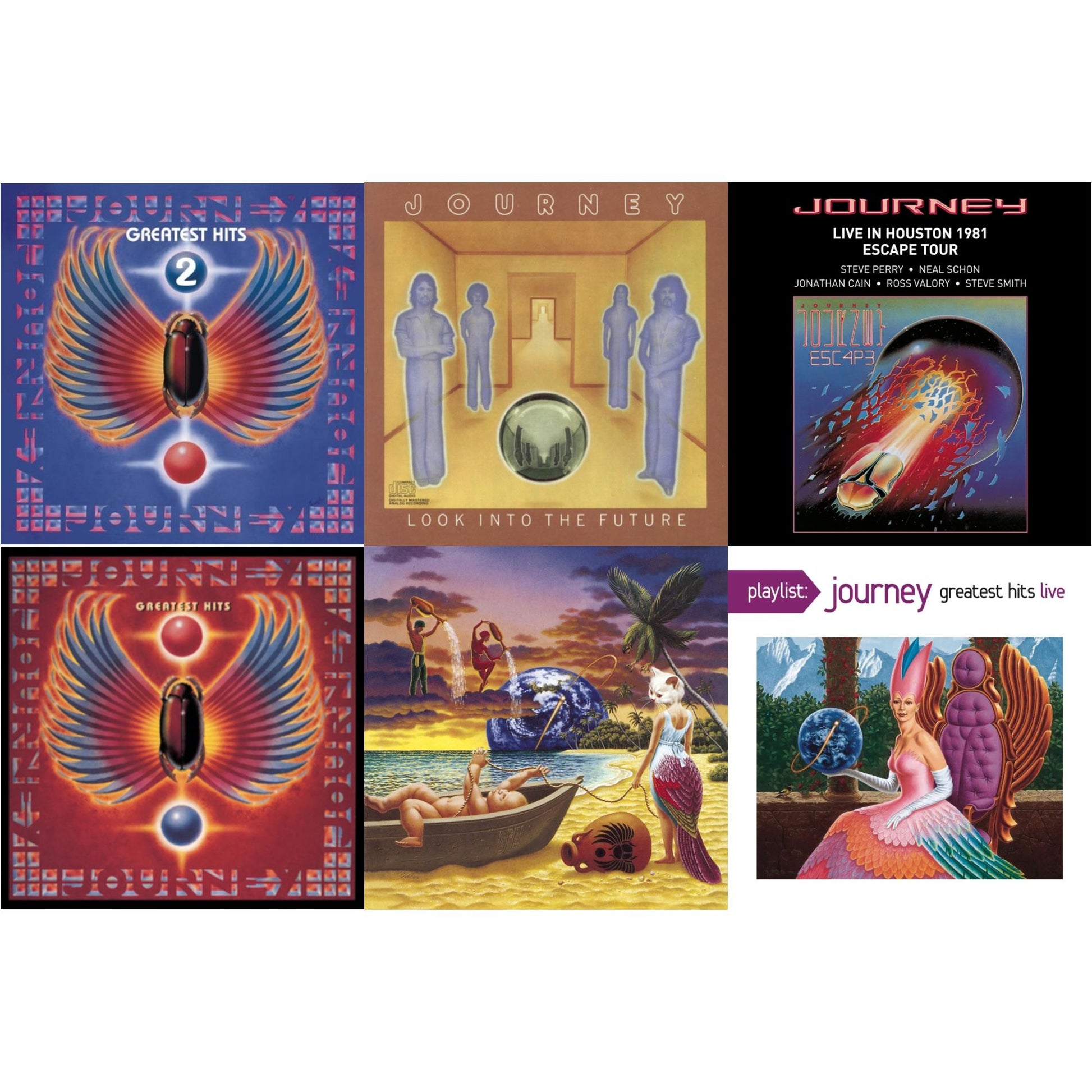 Journey - Journey's Greatest Hits Vol.2 & Look Into The Future & Live In Houston 1981: The Escape Tour & Greatest Hits & Trial By Fire & Playlist: Journey Greatest Hits Live - CD Bundle
