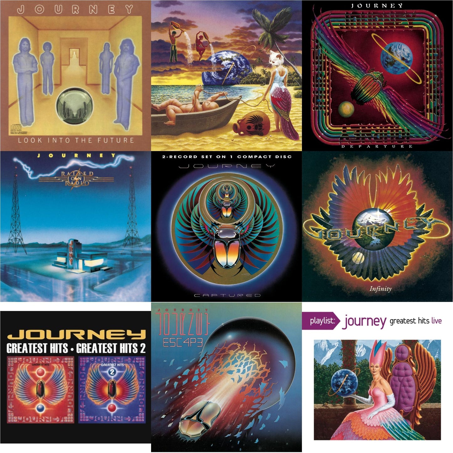 Journey - Look Into The Future & Trial By Fire & Departure & Raised On Radio & Captured & Infinity & Greatest Hits 1 & 2 & Escape & Playlist: Journey Greatest Hits Live - CD Bundle