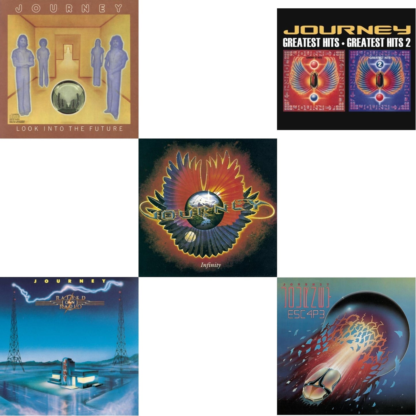 Journey - Look Into The Future & Raised On Radio & Infinity & Greatest Hits 1 & 2 & Escape - CD Bundle