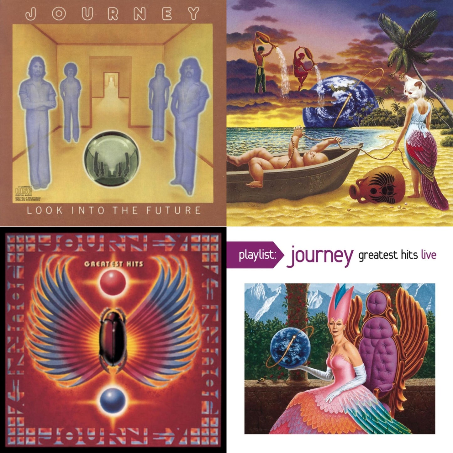 Journey - Greatest Hits & Look Into The Future & Trial By Fire & Playlist: Journey Greatest Hits Live - CD Bundle