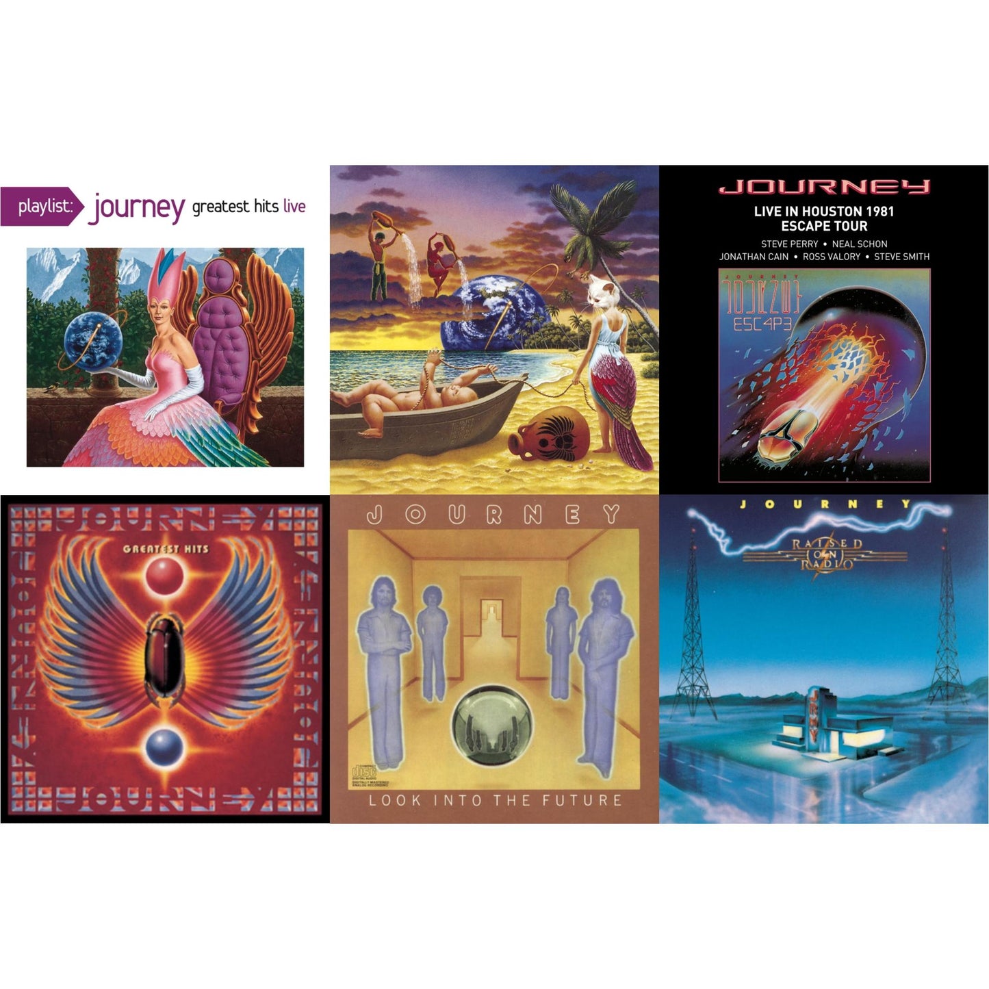 Journey - Greatest Hits & Look Into The Future & Trial By Fire & Raised On Radio & Playlist: Journey Greatest Hits Live & Live In Houston 1981: The Escape Tour - CD Bundle