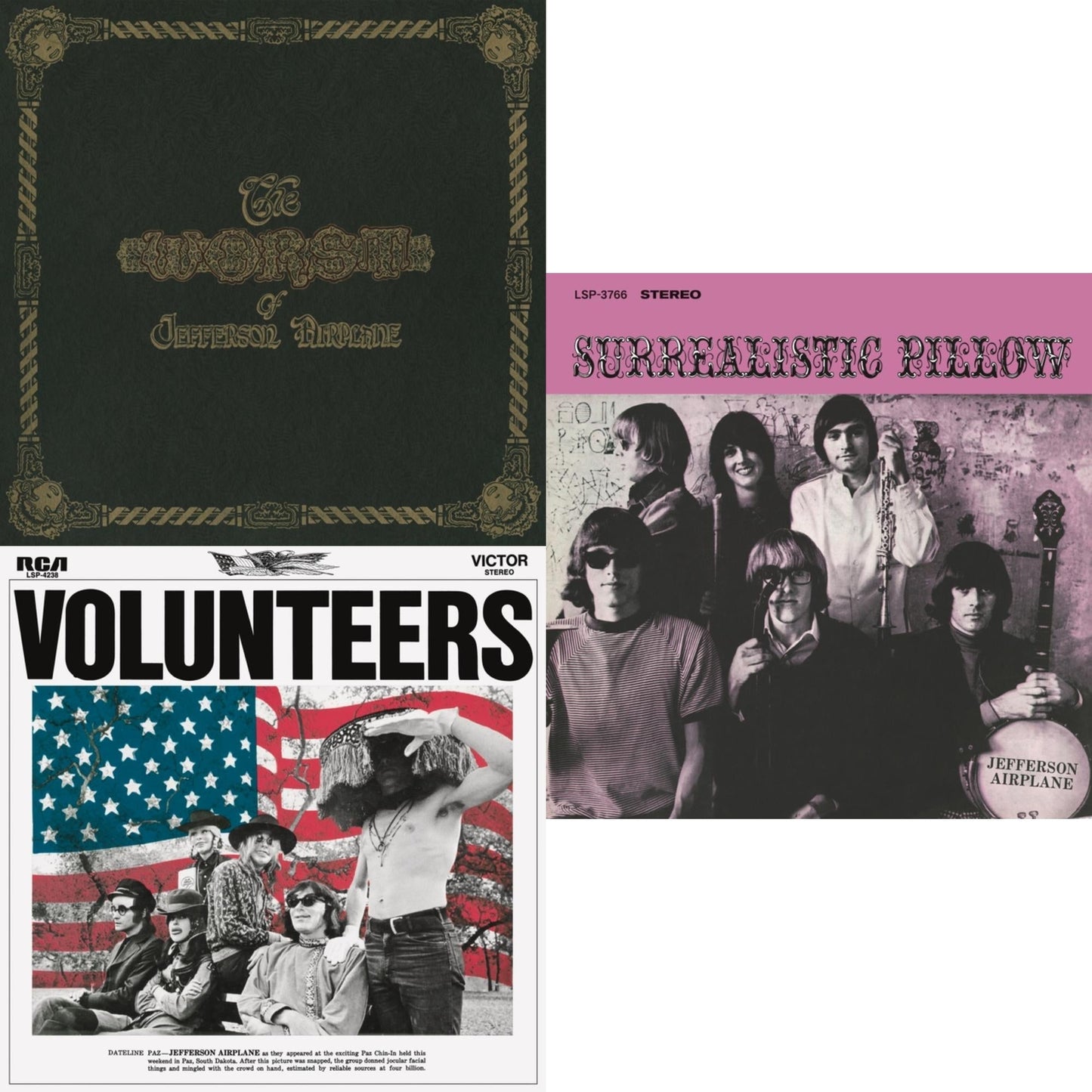 Jefferson Airplane - Volunteers (180G) & Surrealistic Pillow (180G) & Worst Of Jefferson Airplane (180G) - LP Vinyl Bundle