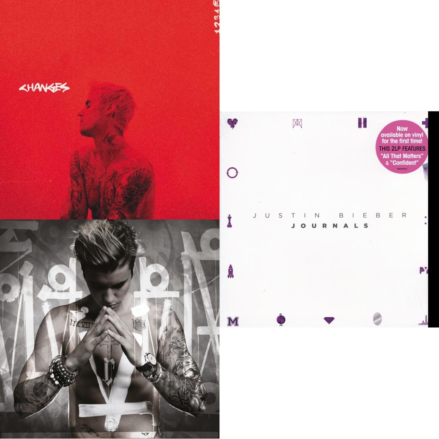 Justin Bieber - Changes (2LP/Red Vinyl) & Purpose & Journals
