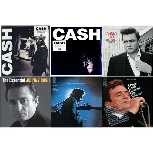 Johnny Cash - At San Quentin & Greatest Hits, Volume 1 & American Iii: Soitary Man & American Iv: The Man Comes Around & Rebel Sings (Crystal Clear & Solid Silver LP Vinyl) & Essential Johnny Cash