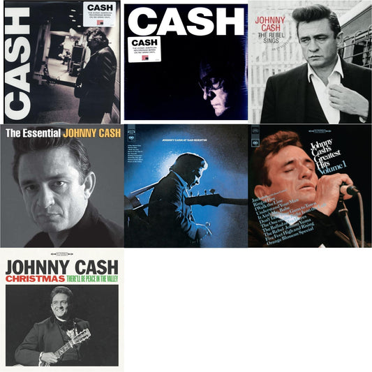 Johnny Cash - At San Quentin & Greatest Hits, Volume 1 & American Iii: Soitary Man & American Iv: The Man Comes Around & Rebel Sings (Crystal Clear & Solid Silver LP Vinyl) & Essential Johnny Cash & Christmas: There'll Be Peace In The Valley