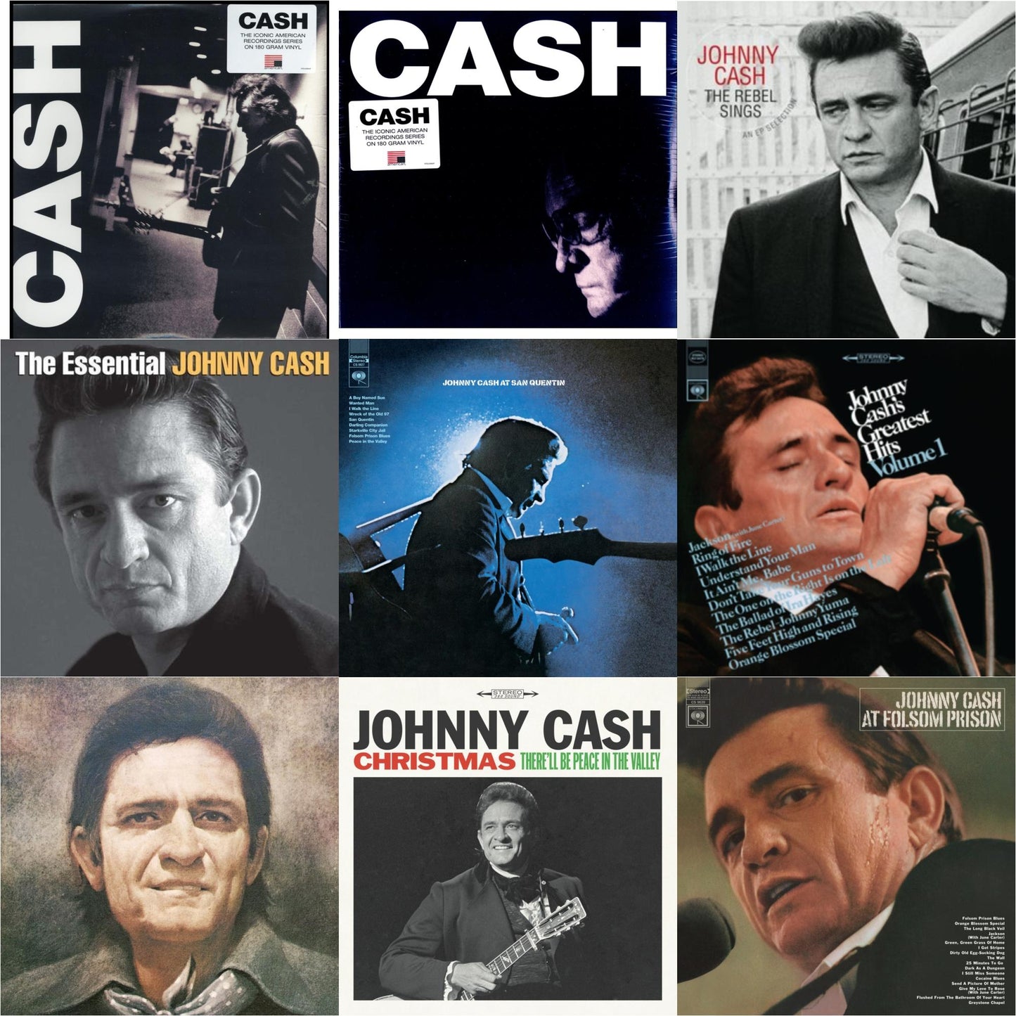 Johnny Cash - At Folsom Prison & At San Quentin & Greatest Hits, Volume 1 & Johnny Cash Collection: His Greatest Hits, Volume 2 & American Iii: Soitary Man & American Iv: The Man Comes Around & Rebel Sings (Crystal Clear & Solid Silver LP Vinyl) &