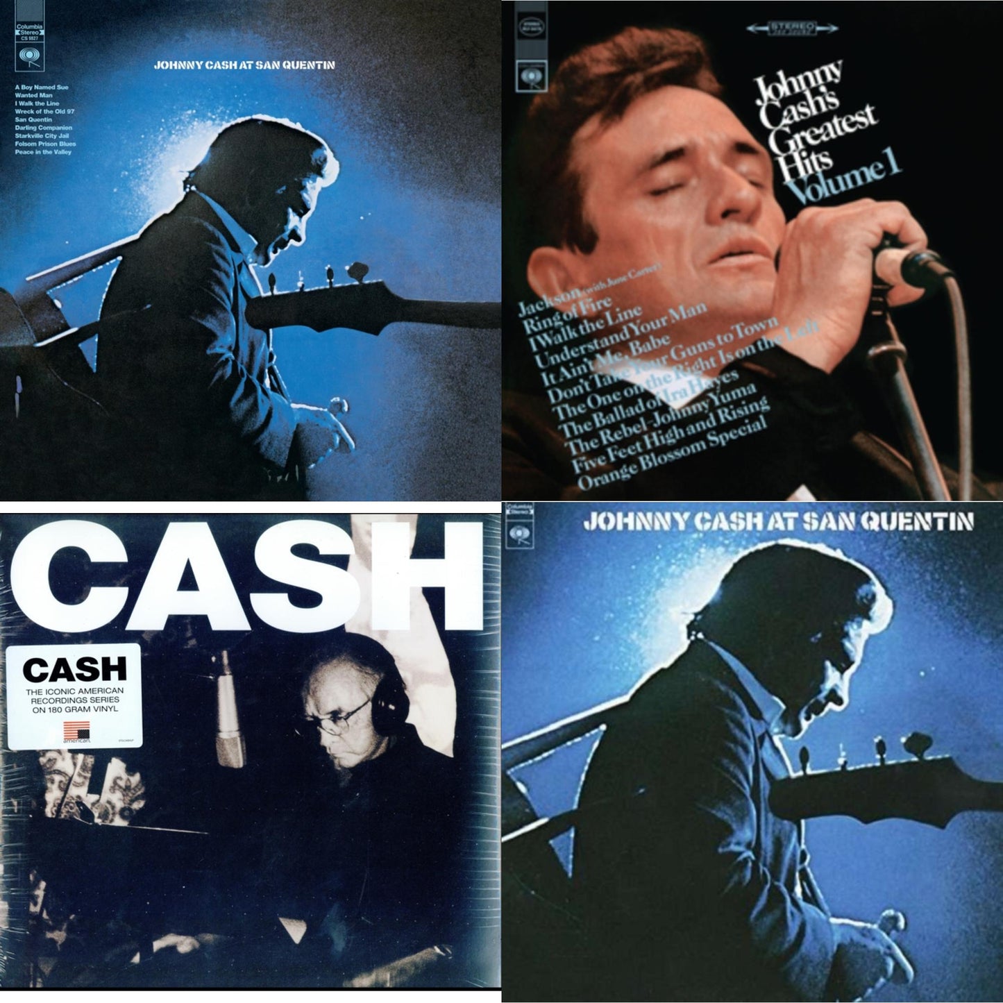 Johnny Cash - At San Quentin & Greatest Hits, Volume 1 & American V: A Hundered Ways & At San Quentin - LP Vinyl Bundle