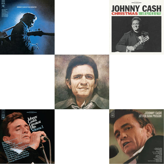 Johnny Cash - At Folsom Prison & At San Quentin & Greatest Hits, Volume 1 & Johnny Cash Collection: His Greatest Hits, Volume 2 & Christmas: There'll Be Peace In The Valley - LP Vinyl Bundle