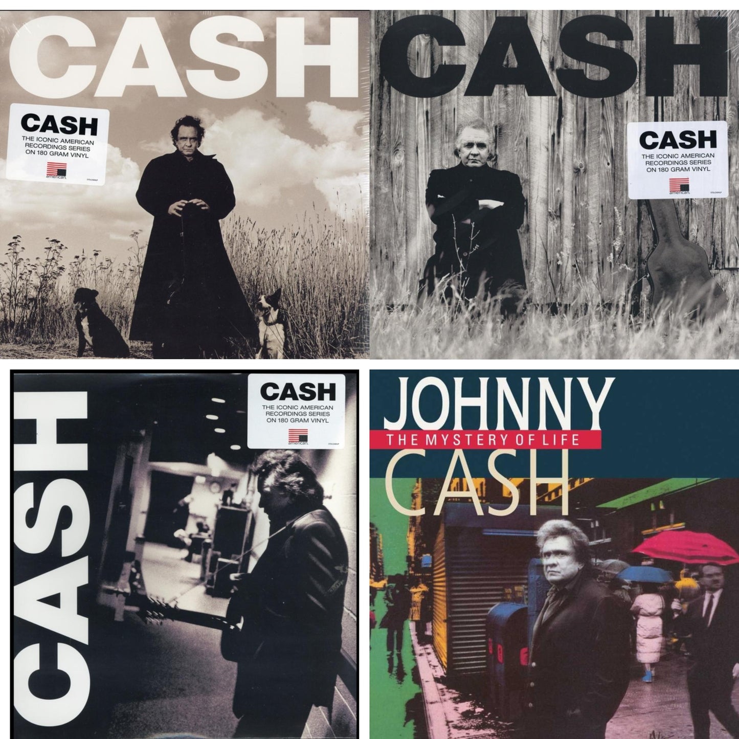 Johnny Cash - American Recordings & American Ii: Unchained (180G) & American Iii: Soitary Man & Mystery Of Life - LP Vinyl Bundle