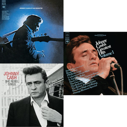 Johnny Cash - At San Quentin & Greatest Hits, Volume 1 & Rebel Sings (Crystal Clear & Solid Silver LP Vinyl)