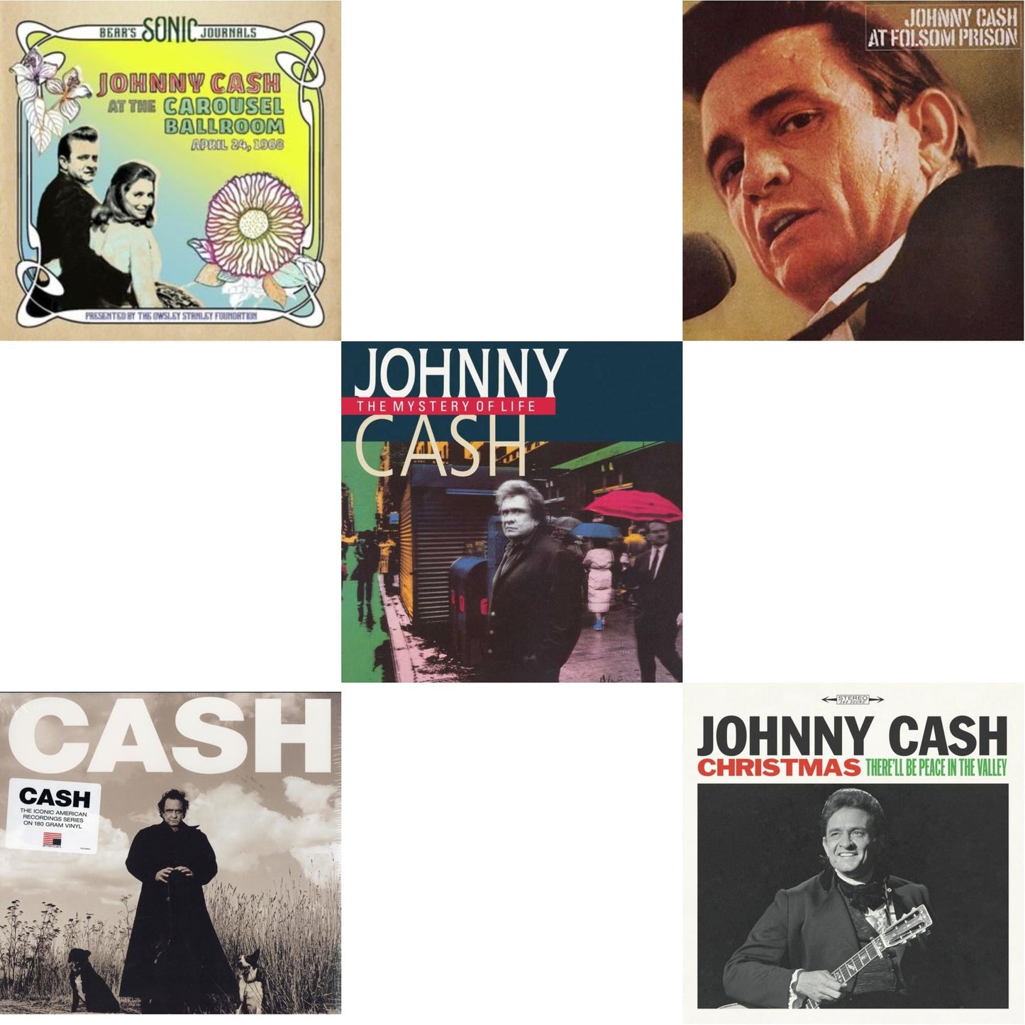 Johnny Cash - Bear's Sonic Journals: Johnny Cash, At The Carousel Ballroom, April 24, 1968 (2LP) & American Recordings & Mystery Of Life & At Folsom Prison & Christmas: There'll Be Peace In The Valley