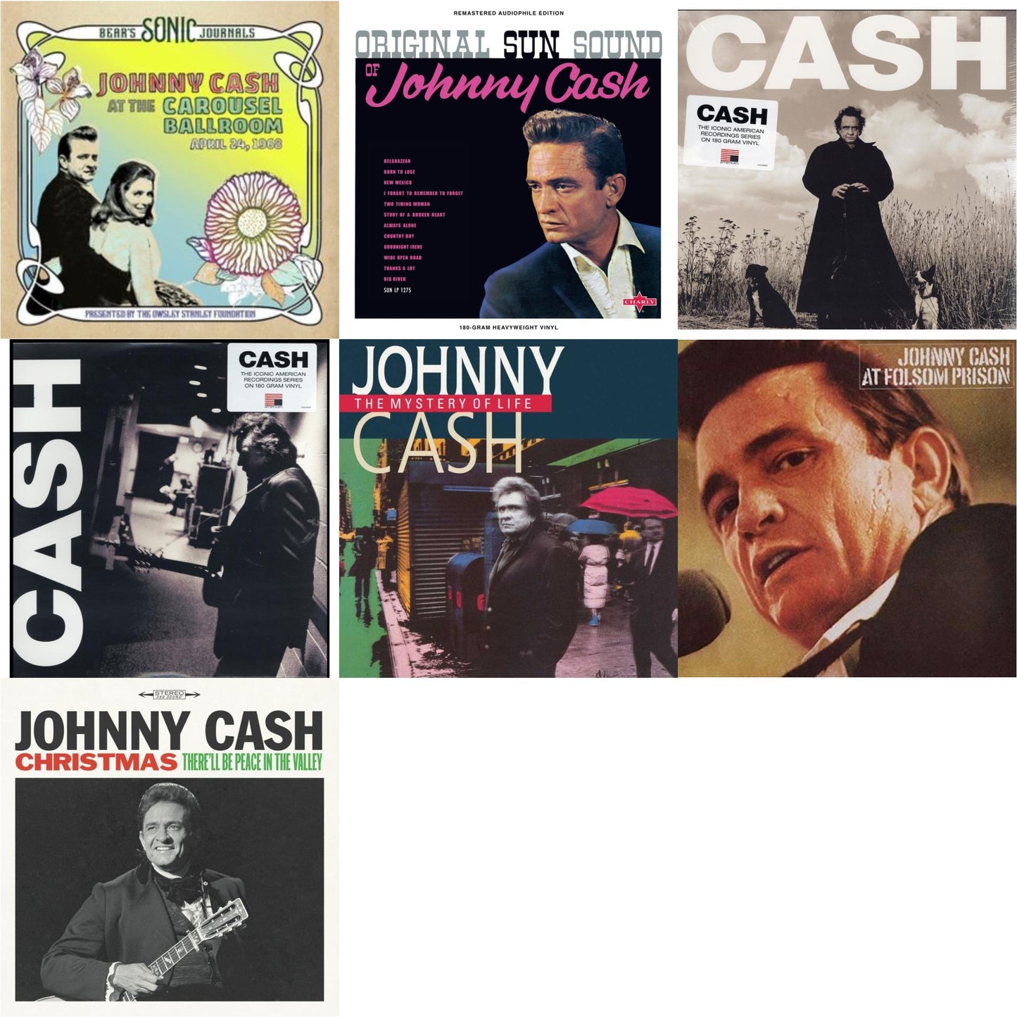 Johnny Cash - Bear's Sonic Journals: Johnny Cash, At The Carousel Ballroom, April 24, 1968 (2LP) & Original Sun Sound Of Johnny Cash & American Recordings & American Iii: Soitary Man & Mystery Of Life & At Folsom Prison & Christmas: There'll Be Peace