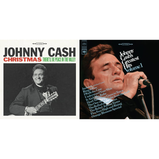 Johnny Cash - Greatest Hits, Volume 1 & Christmas: There'll Be Peace In The Valley - LP Vinyl Bundle