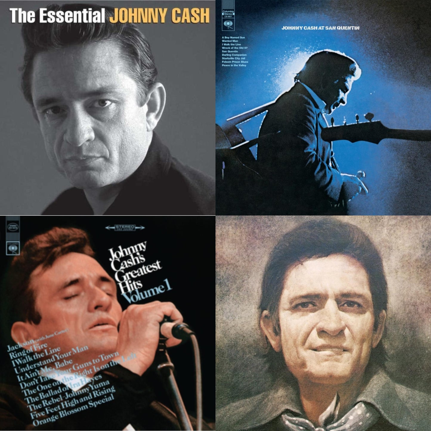 Johnny Cash - At San Quentin & Greatest Hits, Volume 1 & Johnny Cash Collection: His Greatest Hits, Volume 2 & Essential Johnny Cash - LP Vinyl Bundle