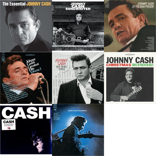 Johnny Cash - At Folsom Prison & At San Quentin & Greatest Hits, Volume 1 & Songwriter & American Iv: The Man Comes Around & Rebel Sings (Crystal Clear & Solid Silver LP Vinyl) & Essential Johnny Cash & Christmas: There'll Be Peace In The Valley