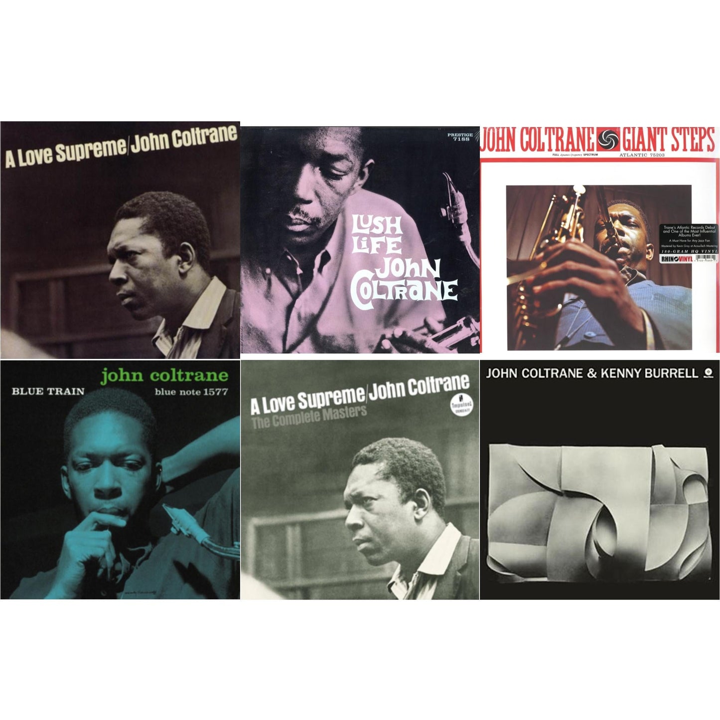 John Coltrane - Love Supreme & Lush Life & Giant Steps & Blue Train & Love Supreme: Complete Masters & John Coltrane & Kenny Burrell - LP Vinyl Bundle