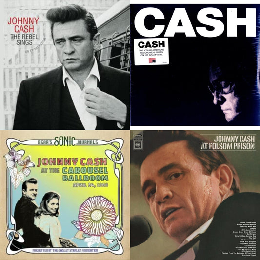 Johnny Cash - At Folsom Prison & Bear's Sonic Journals: Johnny Cash, At The Carousel Ballroom, April 24, 1968 (2LP) & American Iv: The Man Comes Around & Rebel Sings (Crystal Clear & Solid Silver LP Vinyl)