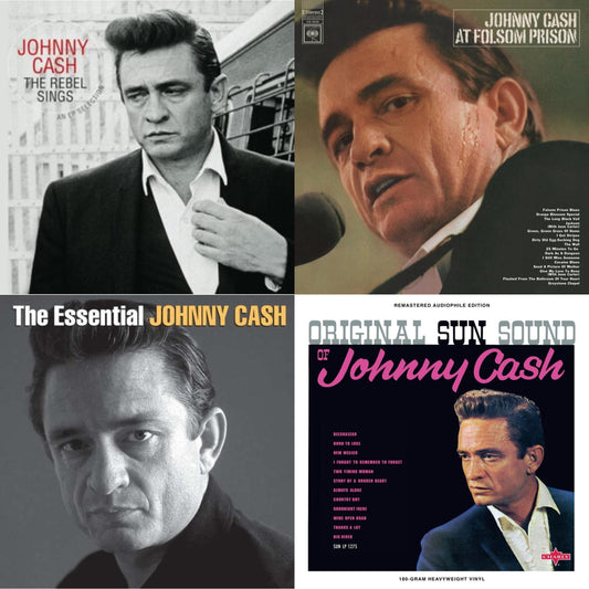 Johnny Cash - At Folsom Prison & Original Sun Sound Of Johnny Cash & Rebel Sings (Crystal Clear & Solid Silver LP Vinyl) & Essential Johnny Cash