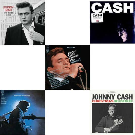 Johnny Cash - At San Quentin & Greatest Hits, Volume 1 & American Iv: The Man Comes Around & Rebel Sings (Crystal Clear & Solid Silver LP Vinyl) & Christmas: There'll Be Peace In The Valley