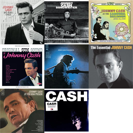 Johnny Cash - At Folsom Prison & At San Quentin & Bear's Sonic Journals: Johnny Cash, At The Carousel Ballroom, April 24, 1968 (2LP) & Original Sun Sound Of Johnny Cash & Songwriter & American Iv: The Man Comes Around & Rebel Sings (Crystal Clear &