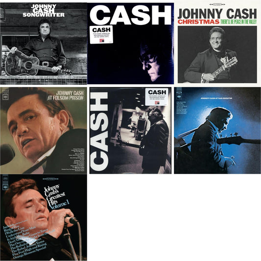 Johnny Cash - At Folsom Prison & At San Quentin & Greatest Hits, Volume 1 & Songwriter & American Iii: Soitary Man & American Iv: The Man Comes Around & Christmas: There'll Be Peace In The Valley - LP Vinyl Bundle