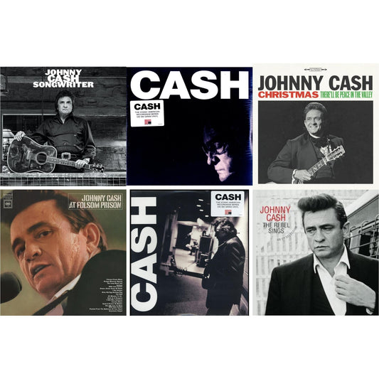 Johnny Cash - At Folsom Prison & Songwriter & American Iii: Soitary Man & American Iv: The Man Comes Around & Rebel Sings (Crystal Clear & Solid Silver LP Vinyl) & Christmas: There'll Be Peace In The Valley