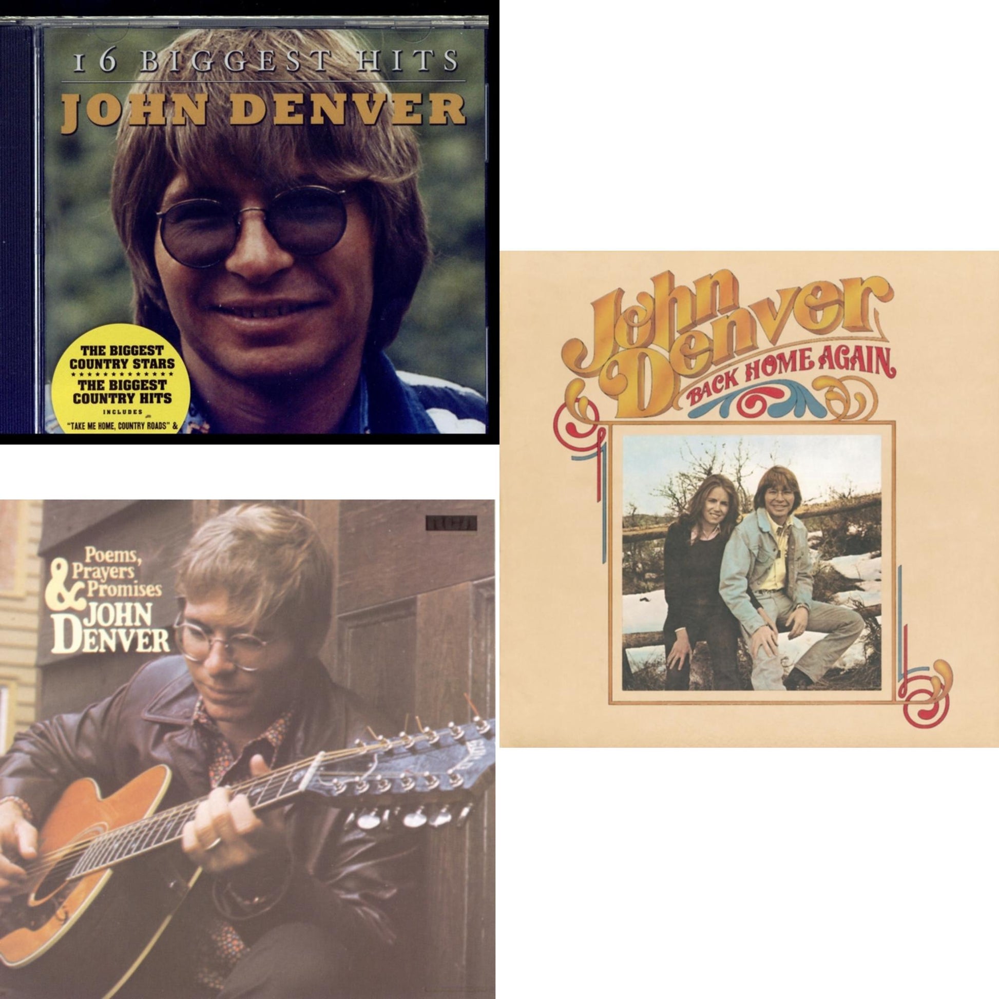 John Denver - Back Home Again & Poems Prayers & Promises & 16 Biggest Hits - CD Bundle