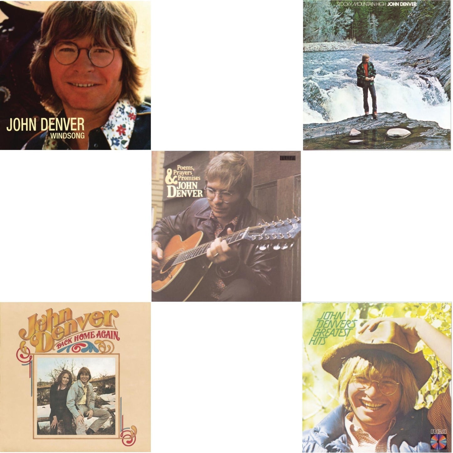 John Denver - Windsong & Back Home Again & Poems Prayers & Promises & Rocky Mountain High & Greatest Hits - CD Bundle