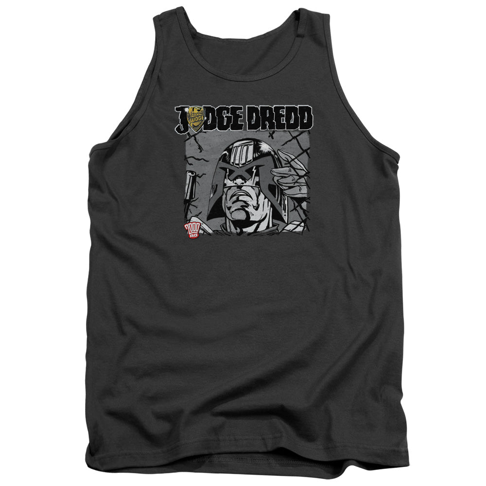 Judge Dredd Fenced Mens Tank Top Shirt Charcoal