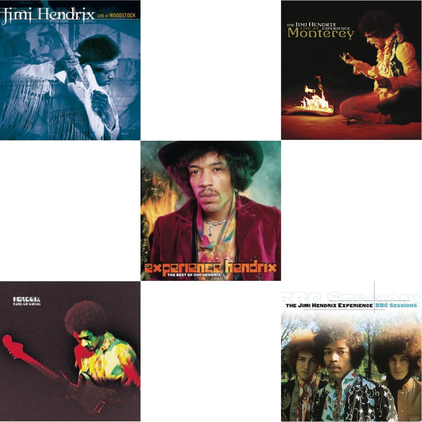 Jimi Hendrix - Live At Woodstock & Band Of Gypsys & Experience Hendrix: Best Of Jimi Hendrix & Live At Monterey & Bbc Sessions - CD Bundle