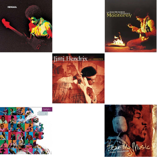 Jimi Hendrix - Band Of Gypsys (180G/50Th Anniversary/Booklet/Images/Essay By John Mcdermott/Poster) & Blues (2LP/180G/Gatefold) & Live At Woodstock & Live At Monterey (180G) & Hear My Music (2LP/Gatefold) (180G)