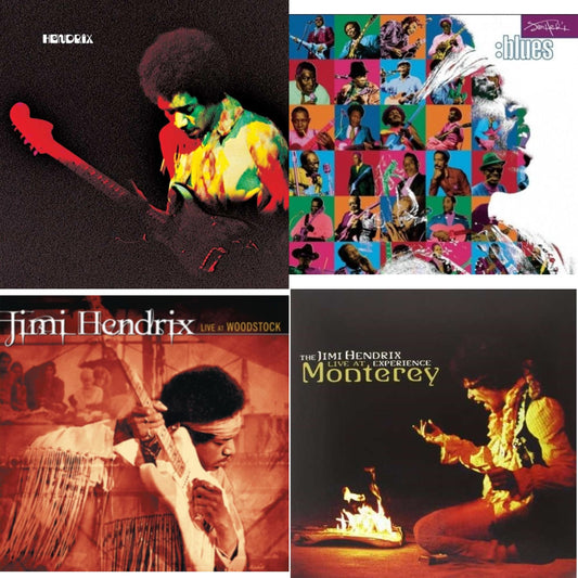 Jimi Hendrix - Band Of Gypsys (180G/50Th Anniversary/Booklet/Images/Essay By John Mcdermott/Poster) & Blues (2LP/180G/Gatefold) & Live At Woodstock & Live At Monterey (180G)