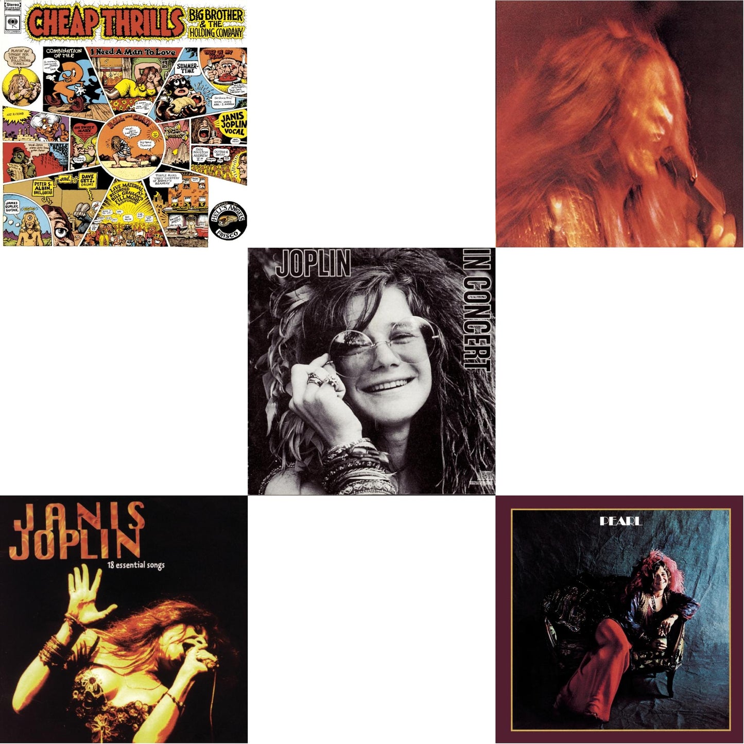 Janis Joplin - Cheap Thrills & 18 Essential Songs & Joplin In Concert & I Got Dem Ol Kozmic Blues Again Mama & Pearl - CD Bundle