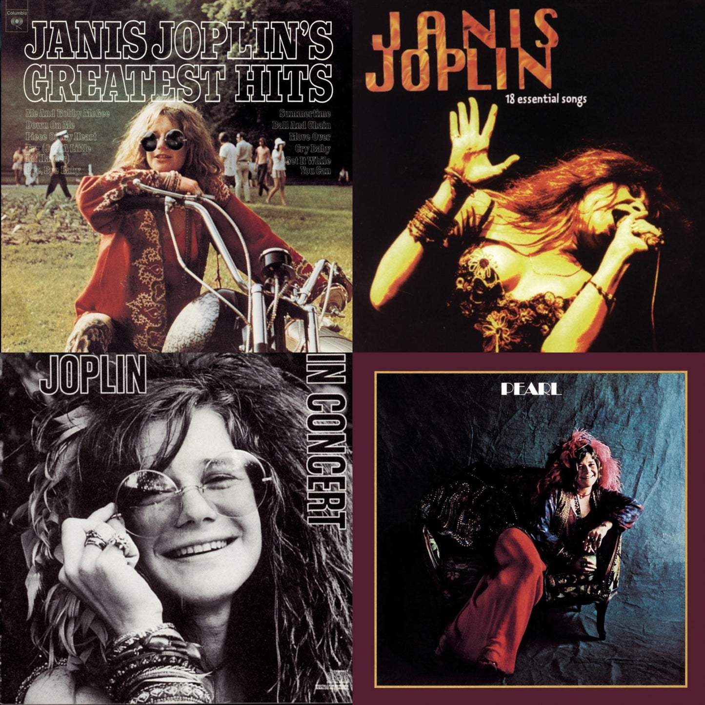 Janis Joplin - Greatest Hits & 18 Essential Songs & Joplin In Concert & Pearl - CD Bundle