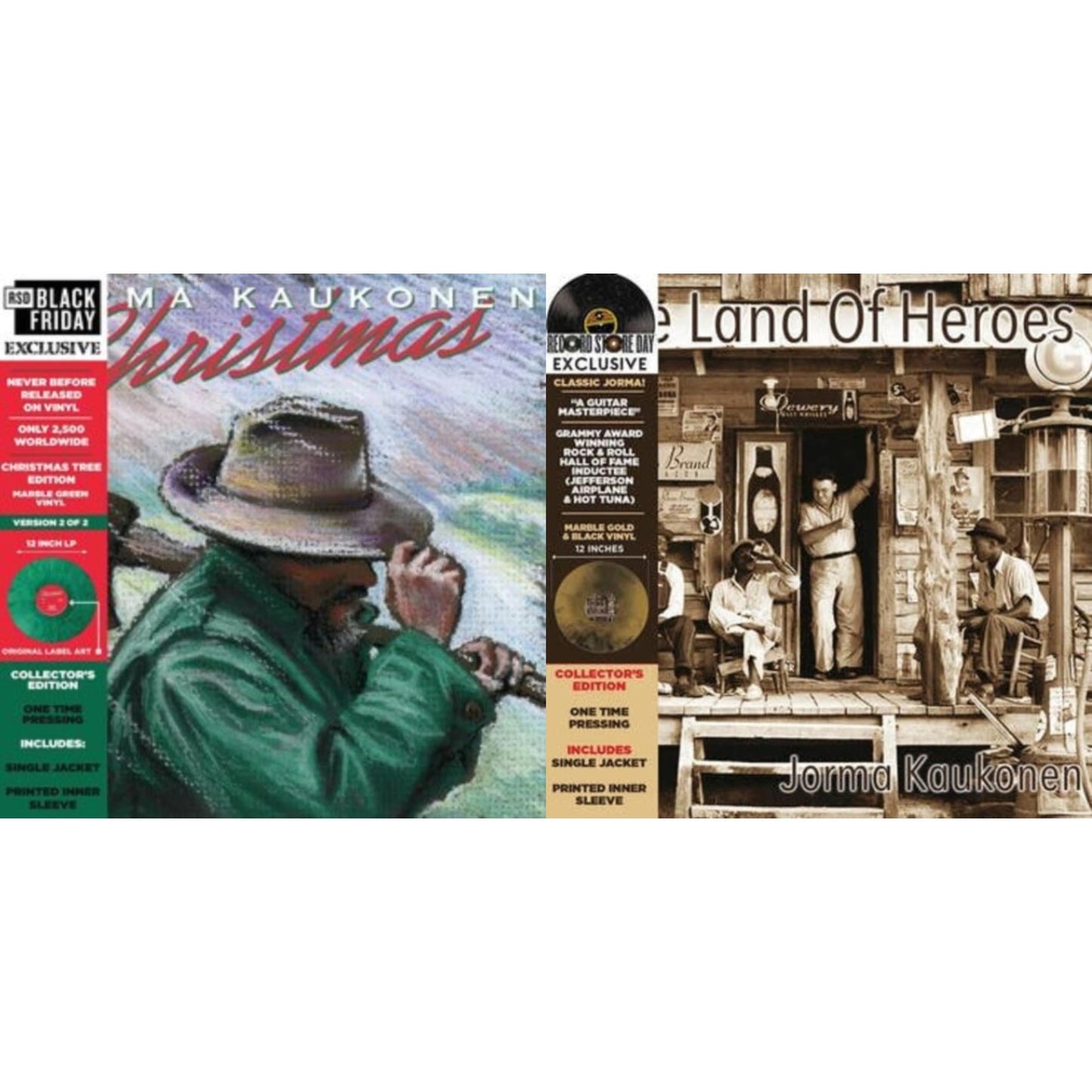 Jorma Kaukonen - Christmas… (Christmas Tree Edition) & Land Of Heroes (Deluxe/Hazed Gold & Black LP Vinyl)