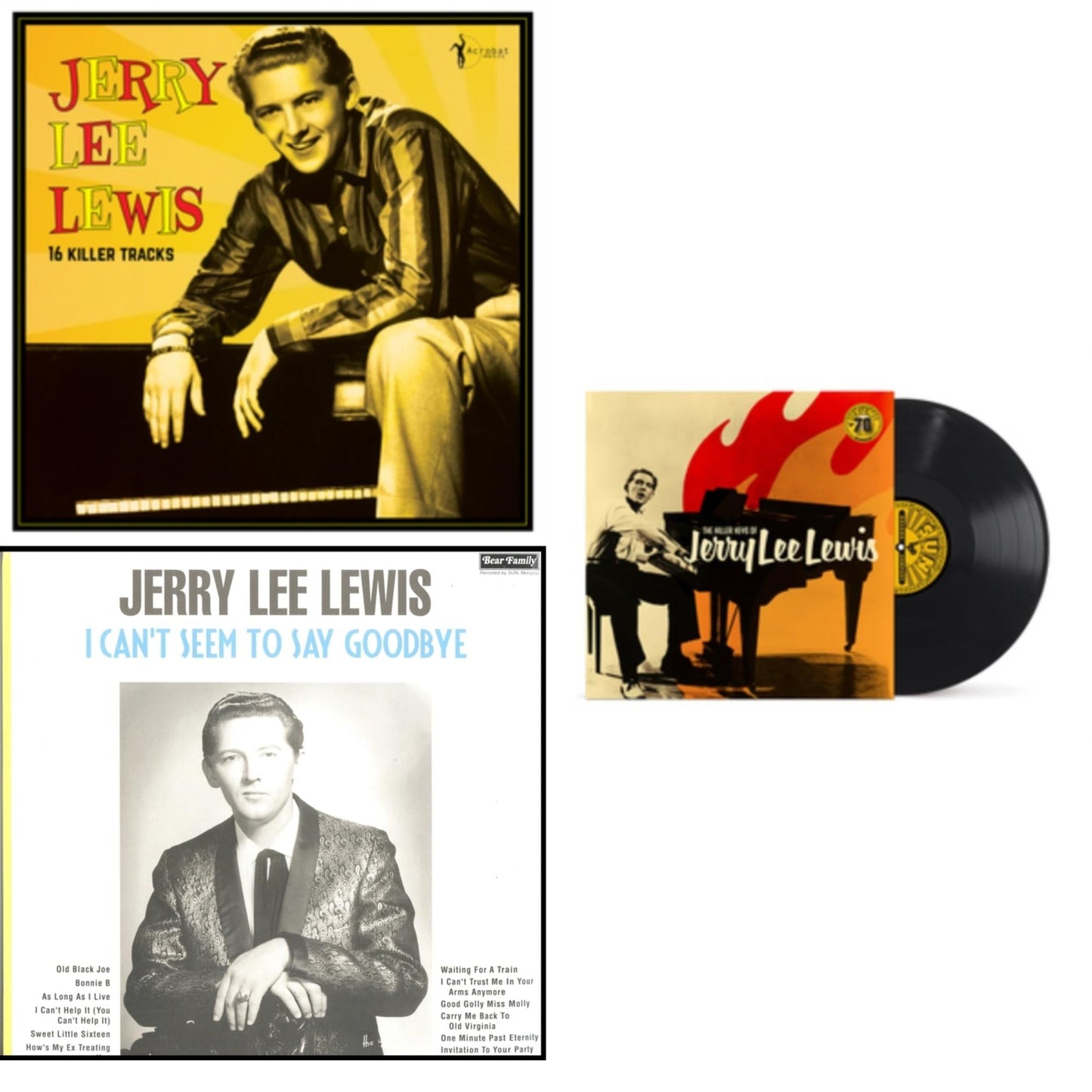 Jerry Lee Lewis - Killer Keys Of Jerry Lee Lewis (Sun Records 70Th Anniversary) & I Can't Seem To Say Goodbye & 16 Killer Hits Collection 1956-62 - LP Vinyl Bundle