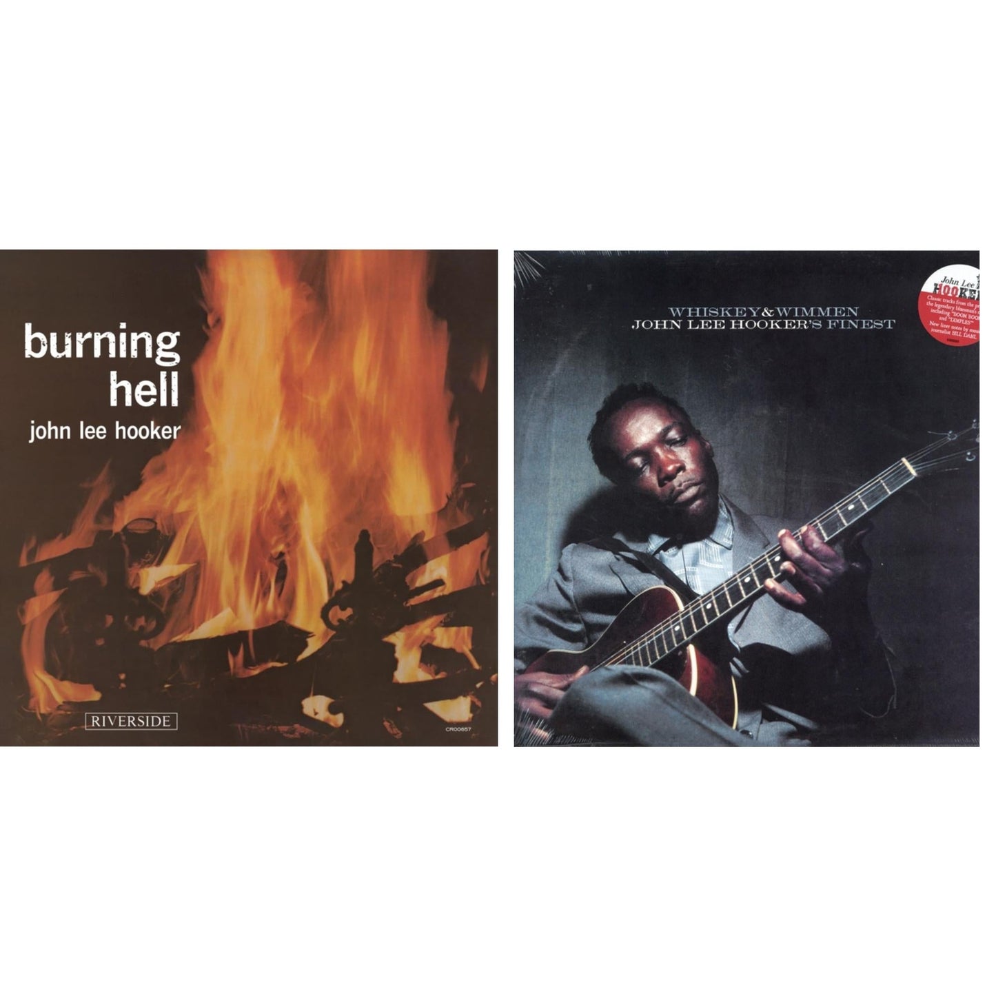 John Lee Hooker - Whiskey & Wimmen: John Lee Hooker's Finest & Burning Hell (Bluesville Acoustic Sounds Series) - LP Vinyl Bundle