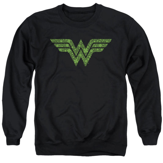 Wonder Woman St. Patrick'S Day Shamrock Logo Mens Crewneck Sweatshirt Black