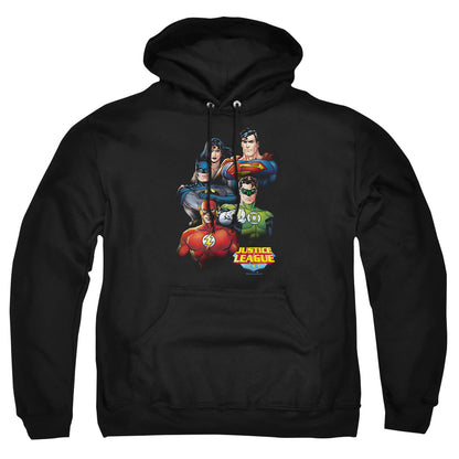 Justice League Of America Group Portrait Mens Hoodie Black Officially Licensed