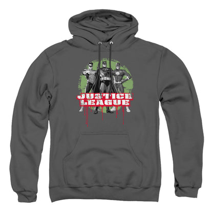 Justice League Of America Justice League Of America Trio Mens Hoodie Charcoal Officially Licensed