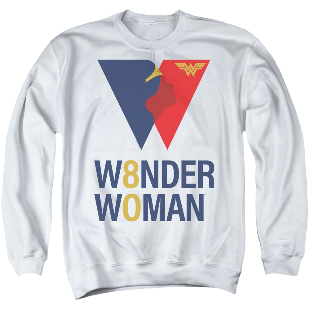 Wonder Woman Ww 80Th Logo Mens Crewneck Sweatshirt White