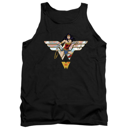 Wonder Woman Ww 80Th Collage Logo Mens Tank Top Shirt Black