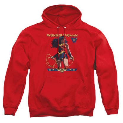 Wonder Woman Ww 80Th Stance Mens Hoodie Red Officially Licensed