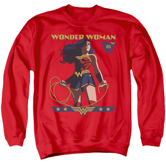 Wonder Woman Ww 80Th Stance Mens Crewneck Sweatshirt Red