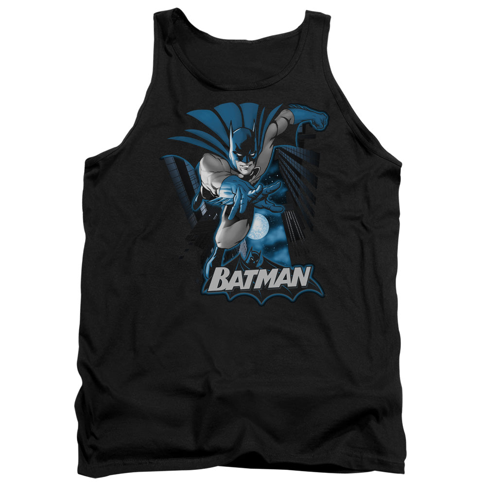 Justice League Batman Blue & Gray Mens Tank Top Shirt Black