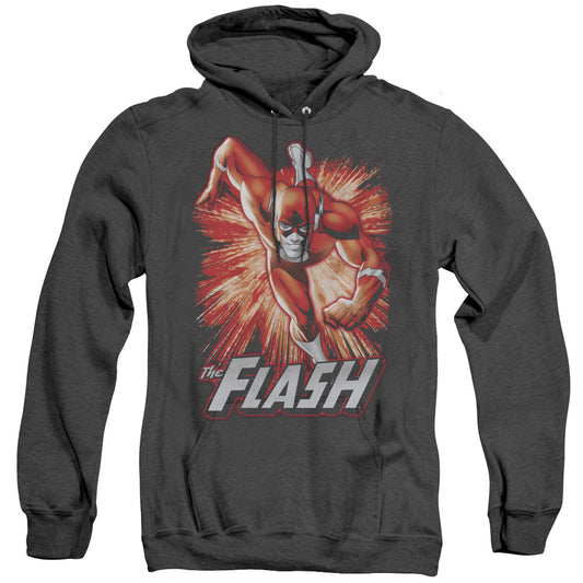 Justice League Of America Flash Red & Gray Heather Mens Hoodie Black Officially Licensed