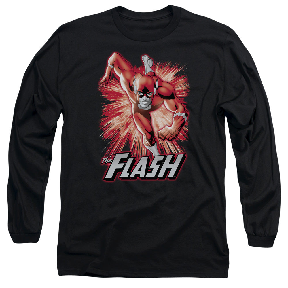 Jla Flash Red & Gray Mens Long Sleeve Shirt Black