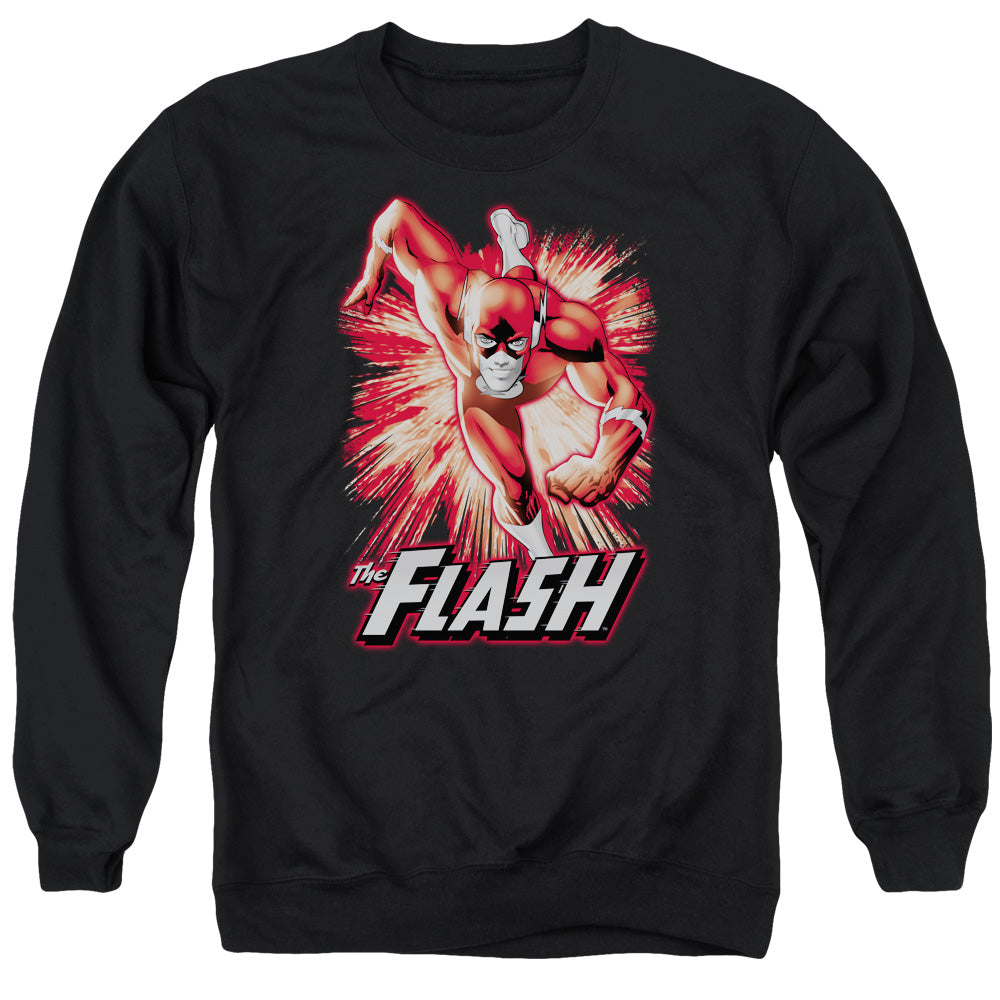 Jla Flash Red &Amp; Gray Mens Crewneck Sweatshirt Black